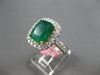 EXTRA LARGE 6.27CT DIAMOND & AAA EMERALD 18K 2 TONE GOLD 3D HALO ENGAGEMENT RING