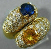 ESTATE LARGE 5.05CT DIAMOND AAA BLUE & YELLOW SAPPHIRE 18KT YELLOW GOLD 3D RING