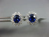 1.93CT DIAMOND & AAA SAPPHIRE 18KT WHITE GOLD OVAL & ROUND FLOWER STUD EARRINGS
