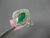 ESTATE .99CT DIAMOND & AAA EMERALD 18K TWO TONE GOLD DOUBLE HALO ENGAGEMENT RING