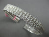 EXTRA LARGE 14.15CT DIAMOND 18KT WHITE GOLD 3 ROW FLEXIBLE CUFF BANGLE BRACELET