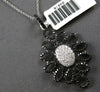 LARGE 1.33CT WHITE & BLACK DIAMOND 14KT WHITE GOLD OVAL FLOWER FLOATING PENDANT