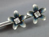 LARGE .33CT DIAMOND & BLUE ENAMEL 18KT YELLOW GOLD SQUARE FLOWER STUD EARRINGS