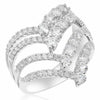ESTATE 1.95CT DIAMOND 14KT WHITE GOLD 3D ROUND MULTI ROW V SHAPE FUN RING