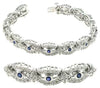 3.36CT DIAMOND & AAA SAPPHIRE 14KT WHITE GOLD 3D STAR FILIGREE TENNIS BRACELET