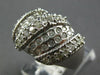 ESTATE WIDE 1.03CT DIAMOND 14KT WHITE GOLD CLASSIC MULTI ROW MULTI LEAF FUN RING