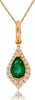 .48CT DIAMOND & AAA EMERALD 14KT ROSE GOLD ROUND & PEAR SHAPE TEAR DROP PENDANT