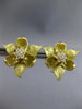 ANTIQUE LARGE .45CT DIAMOND 18KT YELLOW GOLD FLOWER CLIP ON FUN EARRINGS #28050