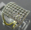ESTATE LARGE 1.16CT DIAMOND 14KT WHITE & YELLOW GOLD MULTI ROW RECTANGULAR RING