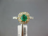 1.13CT DIAMOND & AAA EMERALD 14K 2 TONE GOLD SQUARE HALO FRIENDSHIP PROMISE RING