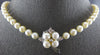 LONG .12CT DIAMOND & AAA SOUTH SEA PEARL 14KT WHITE GOLD FLOWER NECKLACE #27926