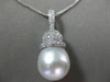 ESTATE LARGE & LONG .57CT DIAMOND 18KT WHITE GOLD SOUTH SEA PEARL PAVE PENDANT