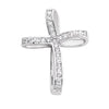 .33CT DIAMOND 14KT WHITE GOLD 3D CLASSIC ROUND SWIRL CROSS FLOATING PENDANT