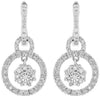 ESTATE .35CT DIAMOND 14KT WHITE GOLD 3D CLUSTER FLOWER CIRCULAR HANGING EARRINGS