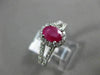 ESTATE 1.55CT DIAMOND & RUBY 14KT WHITE GOLD OVAL HALO FILIGREE ENGAGEMENT RING