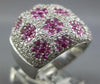 EXTRA LARGE 4.11CT DIAMOND & AAA PINK SAPPHIRE 18KT WHITE GOLD MULTI FLOWER RING
