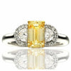 ESTATE LARGE 1.87CT WHITE & FANCY YELLOW DIAMOND 18K 2 TONE GOLD ENGAGEMENT RING
