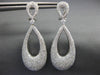 ESTATE LARGE 2.90CT DIAMOND 18K WHITE GOLD 3D TEAR DROP CLIP ON HANGING EARRINGS
