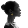 ESTATE 14KT YELLOW GOLD 3D CLASSIC HAMMERED DESIGN OVAL HOOP HANGING EARRINGS