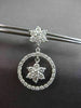 ANTIQUE 1.24CT DIAMOND 14KT WHITE GOLD FLOWER CIRCLE OF LIFE HANGING EARRINGS