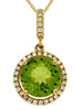 ESTATE 2.13CT DIAMOND & AAA PERIDOT 14KT YELLOW GOLD ROUND HALO FLOATING PENDANT
