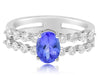 1.83CT DIAMOND & AAA TANZANITE 18KT WHITE GOLD 3D OVAL & ROUND SHARED PRONG RING