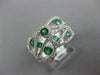 LARGE 1.34CT DIAMOND & AAA EMERALD 14KT WHITE GOLD 3D LOVE KNOT ETOILE FUN RING