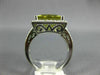 EXTRA LARGE 4.60CT DIAMOND & AAA GREEN AMETHYST 14KT WHITE GOLD 3D PRINCESS RING