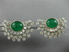 ESTATE LARGE 6.32CT DIAMOND & AAA EMERALD 14K WHITE GOLD SEMI MOON STUD EARRINGS