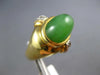 ESTATE 9.10CT DIAMOND & AAA CABOCHON JADE 18K 2 TONE GOLD OVAL & ROUND FUN RING