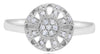 ESTATE .13CT DIAMOND 14KT WHITE GOLD 3D OPEN FILIGREE FLOWER FUN RING