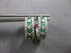 1.10CT DIAMOND & AAA EMERALD 14KT WHITE GOLD HUGGIE HOOP HANGING EARRINGS #27895