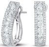 ESTATE .89CT DIAMOND 14KT WHITE GOLD CLASSIC 3 ROW BAR CLIP ON HANGING EARRINGS