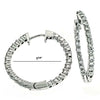 ESTATE 1.10CT DIAMOND 14K WHITE GOLD 3D CLASSIC INSIDE OUT HOOP HANGING EARRINGS