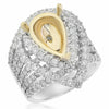 EXTRA LARGE 3.24CT DIAMOND 14KT 2 TONE GOLD PEAR SHAPE & ROUND SEMI MOUNT RING