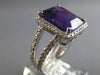 LARGE 6.22CT DIAMOND & AAA AMETHYST 14K WHITE GOLD EMERALD CUT & ROUND HALO RING