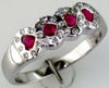 ESTATE .43CT DIAMOND & AAA RUBY 14KT WHITE GOLD 3D MULTI HEART ETOILE LOVE RING