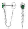 .77CT DIAMOND & AAA EMERLAD 14KT WHITE GOLD PEAR SHAPE & ROUND HALO FUN EARRINGS