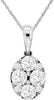 ESTATE 1.0CT DIAMOND 14K WHITE GOLD CLASSIC ROUND CLUSTER INVISIBLE OVAL PENDANT