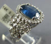 LARGE 3.3CT DIAMOND & AAA SAPPHIRE 14KT WHITE GOLD OVAL FLOWER ENGAGEMENT RING