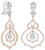 LARGE 4.10CT DIAMOND 18K WHITE & ROSE GOLD CLASSIC LOVE CLIP ON HANGING EARRINGS