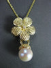 ANTIQUE DIAMOND & AAA SOUTH SEA PEARL 14KT YELLOW GOLD FLOWER PENDANT #22161