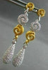 ANTIQUE LONG 3.58CT DIAMOND 18KT W&Y GOLD FILIGREE DROP EARRINGS ONE OF A KIND