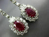 ANTIQUE EXTRA LARGE 10.10CT DIAMOND & AAA RUBY 18KT WHITE GOLD HANGING EARRINGS