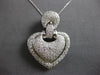 EXTRA LARGE 2.60CT DIAMOND 18KT WHITE GOLD PUFF HEART ENHANCER NECKLACE #28058