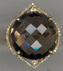 ESTATE 17.56CT DIAMOND & AAA SMOKY TOPAZ 14KT YELLOW GOLD 3D LEAF SHAPE FUN RING