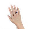 LARGE 4.45CT DIAMOND & AAA SAPPHIRE 18KT WHITE GOLD EMERALD CUT & BAGUETTE RING
