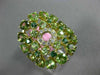 5.13CT DIAMOND & AAA PERIDOT & TSAVORITE 14K YELLOW GOLD 3D FILIGREE FLOWER RING