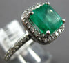 LARGE 2.59CT DIAMOND & AAA EMERALD 14KT WHITE GOLD SQUARE HALO ENGAGEMENT RING