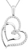 ESTATE .16CT DIAMOND 14KT WHITE GOLD 3D DOUBLE HEART LOVE KNOT FLOATING PENDANT